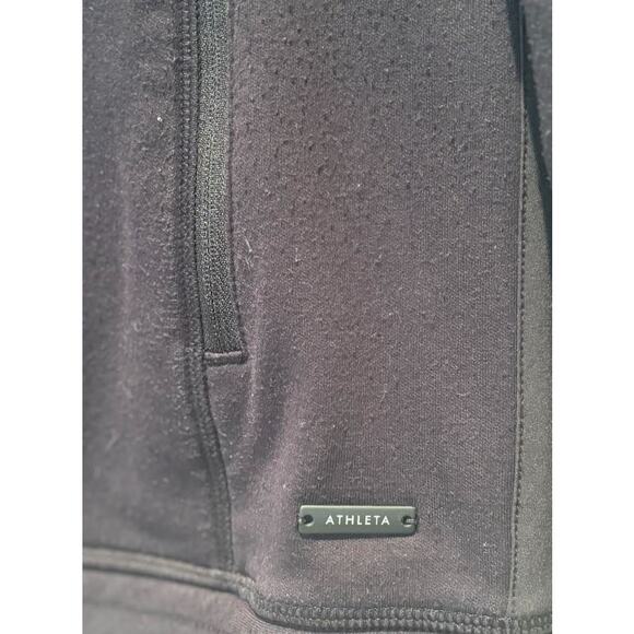 Women's Athleta Fitted Zip Jacket with Hood Collar Pockets Thumbholes XS Black - Picture 3 of 3